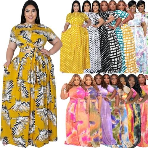 African Clothes for Women Summer African Women Printing Plus Size Two Pieces Sets Top and Skirts African Clothing L-5XL