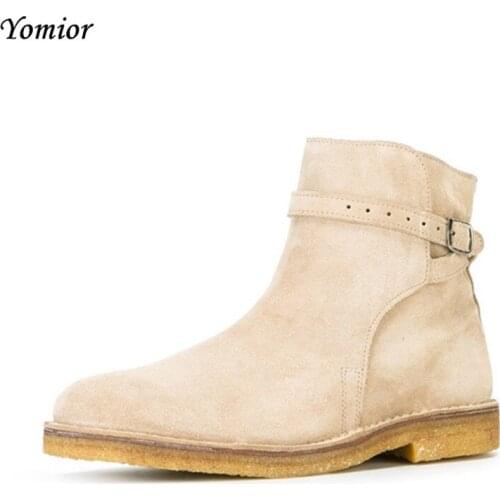 Handmade Luxury Original Brand Genuine Leather Suede Boots Spring Autumn Classic Ankle Chelsea Men Boots Party Wedding Smoking