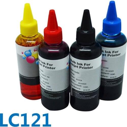 High Quality 4 Color *100ml For Brother LC121 Bulk Printer Dye Ink Suitable For DCP-J172W/J752W/J132W/J152W/J552W/MFC-J870DW