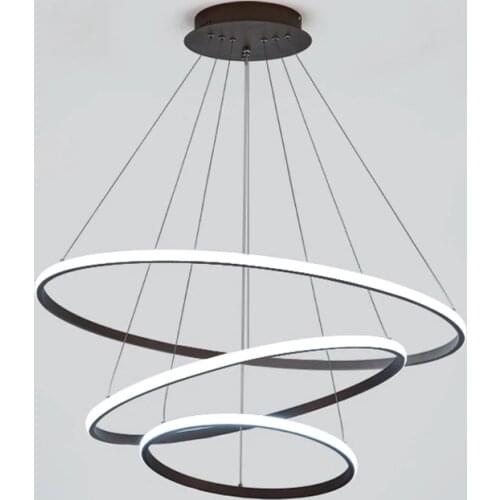 Black/White Modern LED Pendant Lights For Living Room Bedroom Dining Room Indoor Home 1/2/3/4 Circle Rings Deco Pendant Lamp