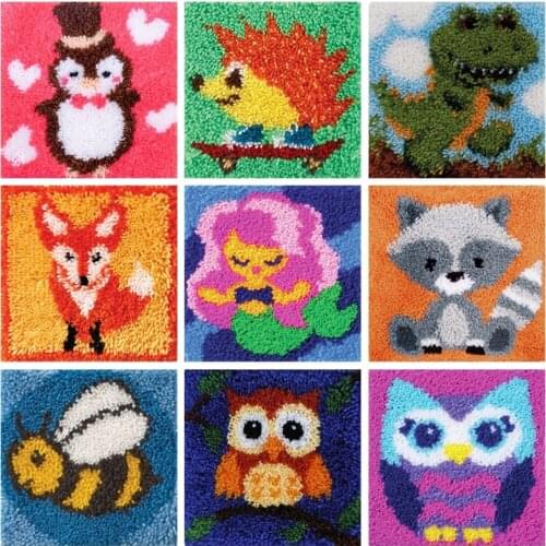 DIY Cartoon Animal Series Carpet Embroidery For Modern Living Room Latch Hook Rug Kits Cross Stitch Kits Buttons For Needlework