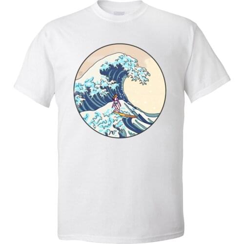 Men Tshirt Male Printed GREAT WAVE GIRL SURFER T Shirt Father Day Tops T Shirt Short Sleeve Prevailing Cotton Family T-shirts