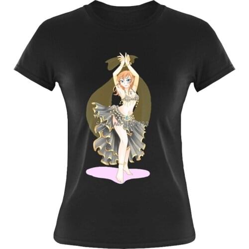 Karai-art-belly-dance Anime Girl T-shirt Women Cotton Short Sleeve O-neck T Shirt Cool Hip Hop Tees Tops