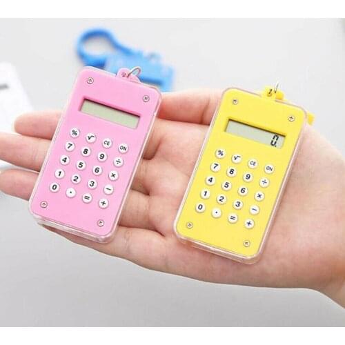 Mini Cute pocket Calculator with keychain 8 Digits Electronic Portable Mini Calculator for Students Random Color