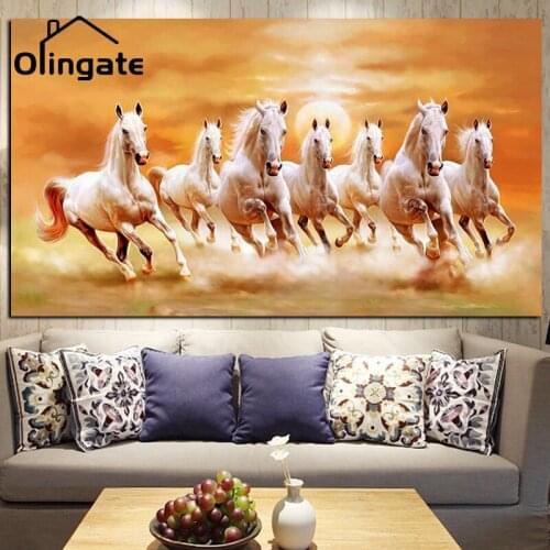 Nordic Grand Animals Wall Art Picture Modern Ten-Thousand Horses Running Canvas Painting One Piece Canvas Poster Home Room Decor