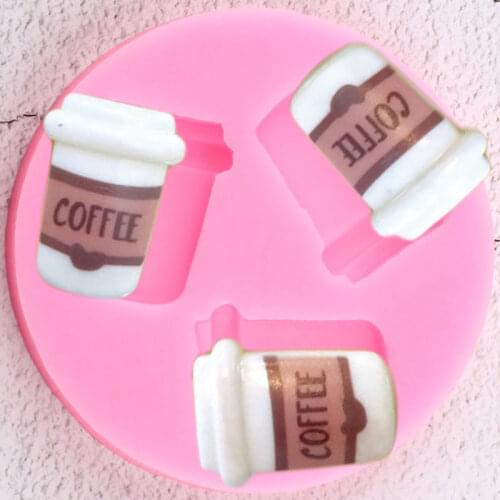 Coffee Cup Silicone Mold DIY Party Cupcake Topper Fondant Molds Cake Decorating Tools Resin Clay Candy Chocolate Gumpaste Mould