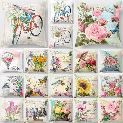 Beauty tropical plants bikes butterfly flowers pattern pillow case short plush square thick pillow cover size 45cm by 45cm