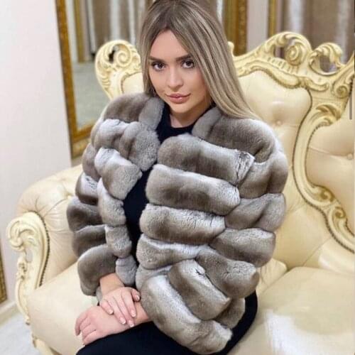 Fur Jacket Coat Winter Warm Rex Rabbit Fur Overcoat Plus Size Outwear 2021 New Arrival