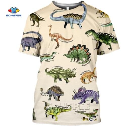 SONSPEE 2020 New Fashion Men T Shirt Dinosaur Animal Retro Style 3D All Printed Unisex T-shirt Summer Top Streetwear T Shirts