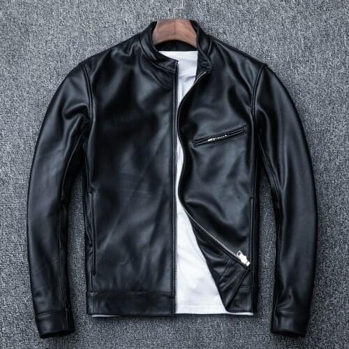 2021 Real Genuine Leather Jacket Men Sheepskin Coat Casual Slim Short Motorcycle Jacket Men Clothing Blouson Homme New WPY2374