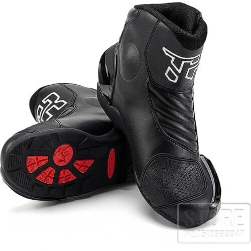 Mens Motorcycle Racing Boots Motorbike Summer Metal Anti-Collision Shift Gear Shoes Microfiber Leather Protection Rider Boots