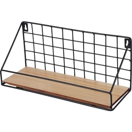 Floating Shelves Wall Mounted Rustic Wood Wire Frame Hanging Shelf for Bedroom Bathroom Living Room Kitchen Office