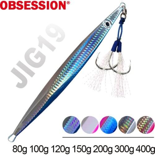 OBSESSION 80/100/120/150/200/300/400g Deep Sea Fishing Spoon Lure Night Luminous Glow Metal Slow Jig Sinking Jigging Baits