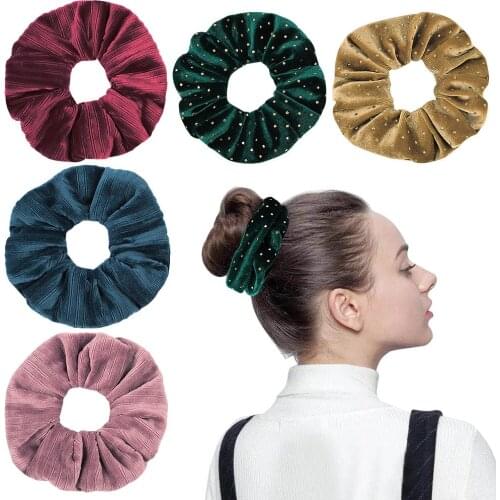 2020 New Large Velvet Scrunchie Women Girls Elastic Hair Rubber Bands Accessories Tie Hair Ring Rope Holder Headwear Headdress