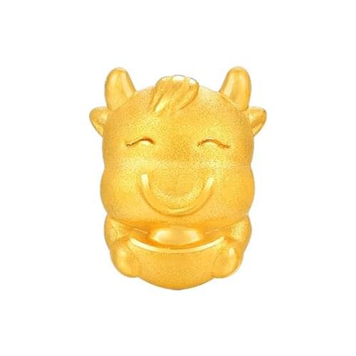 New Real 3D 24K Yellow Gold Bracelet Chinese zodiac Cute YuanBao Cattle Red String Bracelet