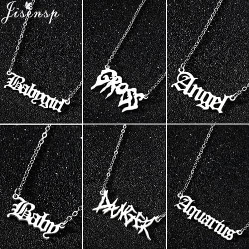 Personalize Jewelry Old English 12 Zodiac Sign Pendant Necklace Birthday Gothic Babygirl Princess Angel Letter Necklaces Choker