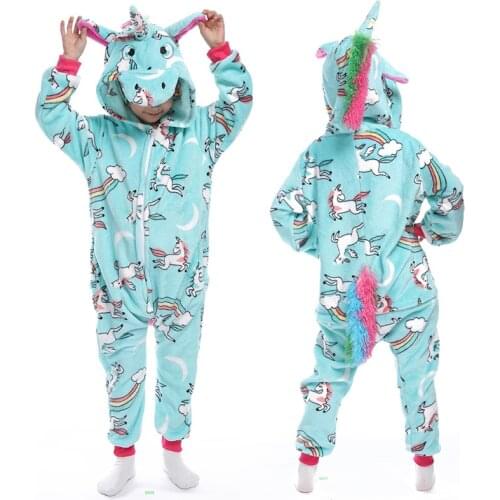 Kigurumi Kids Childrens unicorn Pajamas Boys Girls Winter Sleepwear Baby Flannel Panda Unicornio Stitch Cartoon Onesie Jumpsuit