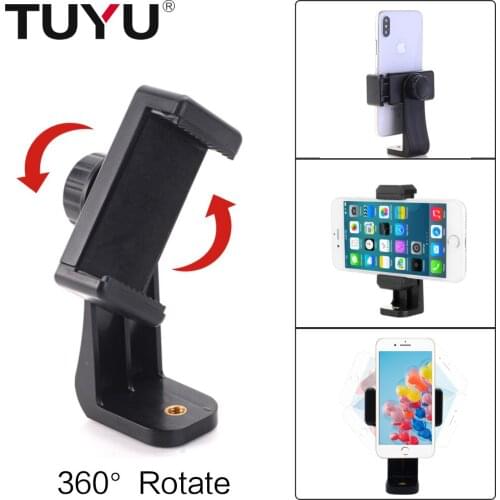 TUYU Cell Phone Stand Vertical Bracket Smartphone Clip Holder 360 Adapter Tripod Mount for iPhone for Samsung Selfie