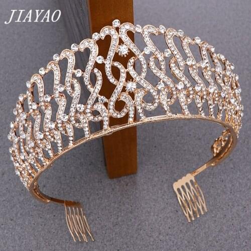 Rhinestone Crown With Comb Ladies Gold Crown Wedding Headpiece Bridal Tiara Hair Ornament Luxury Bridal Crown Tiara Accessories