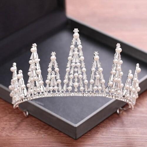 Pearl Rhinestone Crown Wedding Accessories Bridal Tiara Head Jewelry Rhinestone Bride Crown Hair Ornament For Women Headpiece