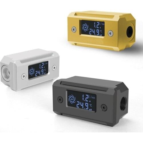 Water Cooler System Monitor for Temperature Meter / Water Flow OLED Display Double G1/4'' Flow