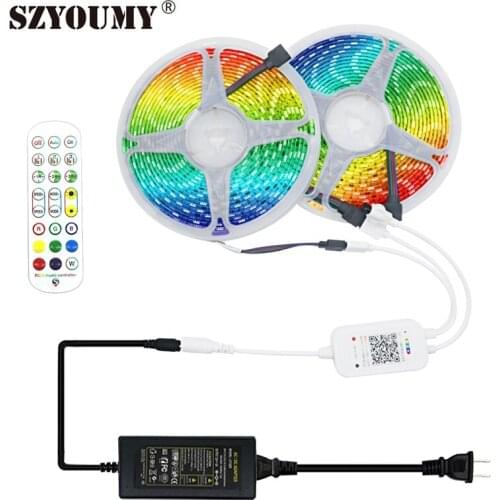 SZYOUMY Bluetooth Music 5050 RGB LED Strip SMD 2835 5m 10M DC12V Flexible RGB Led Light Tape Ribbon With Bluetooth Controller