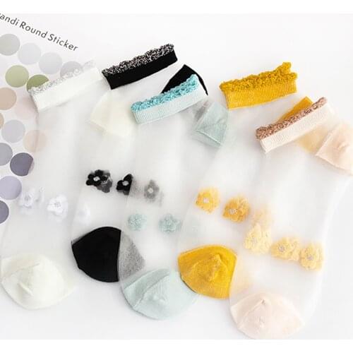 Comfortable Summer Transparent Girls Milk Silk Women Socks Hosiery Daisy Socks Boat Socks