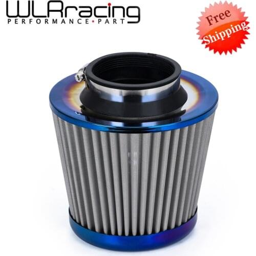Burnt Blue Neck 3" 76mm High Flow Cold Air Intake Air Filter Power Intake Air Inlet System Mushroom Head Air Cleaner Universal