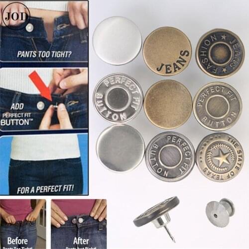 Snap Fastener Metal Pants Buttons for Clothing Jeans Perfect Fit Adjust pin Button self Increase Reduce Waist 17mm Free Sewing