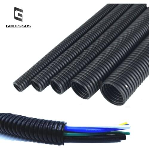 1M PP Automotive Corrugated Pipe Insulated Wire Harness Cable Sleeve 4.5mm-17mm Electrician, Wiring Accessories