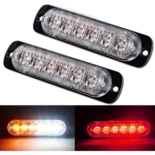 2pcs 3W 12V 24V 12V Led Strobe Emergency Warning Light Amber Red Police Flashing Lightbar Grille Truck barra led bar car Lamps