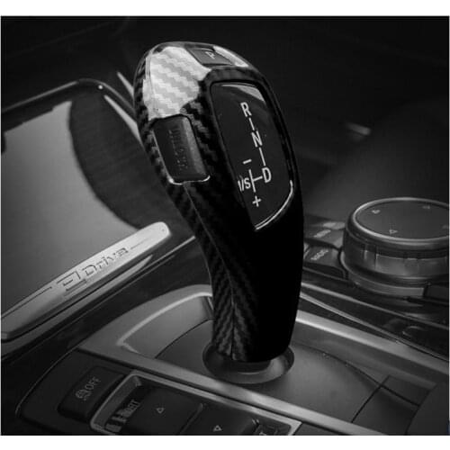 2pcs ABS Carbon Fiber Gear Shift Knob Cover Trim Left Hand Drive Car Interior Cover For BMW E60 E70 E71 5 Series X5 X6