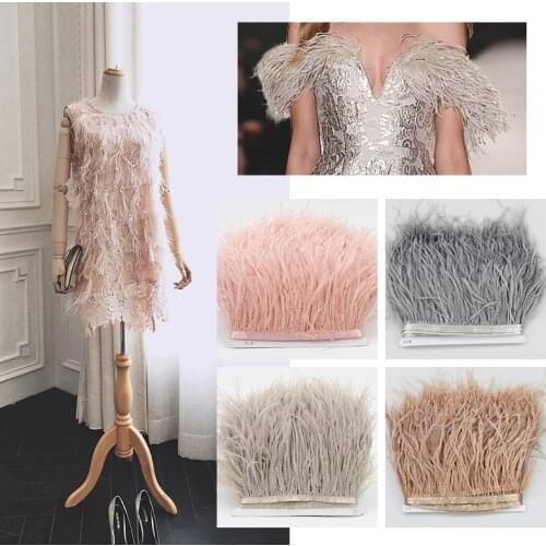 2yards fluffy ostrich feathers Trims DIY feathers for jewelry making wedding dress decoration crafts material pluma cape 8-10cm