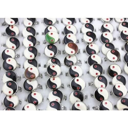 20pcs Tai Chi Yin & Yang Amazing Color Changing Emotion Feeling Changeable Temperature Opening Finger Mood Rings Wholesale MR67