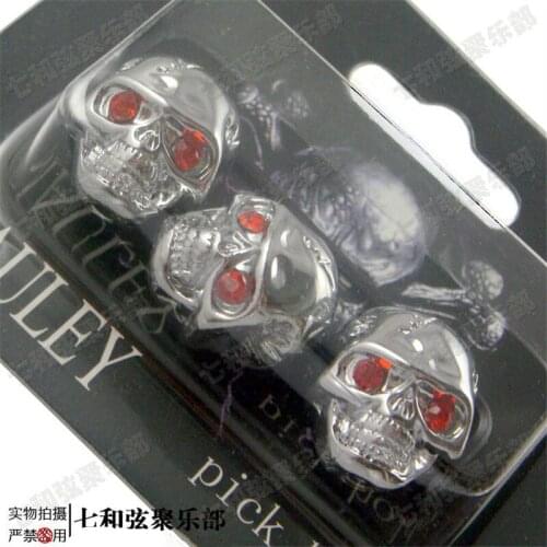 3 Pcs Chrome Metal Skull Head Control Knobs for Electric Guitar pots Tone volume Control Knobs Buttons