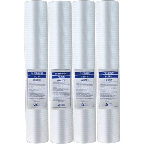 4pcs 20" Water Purifier 20 Inch 5 Micron Sediment Water Filter Cartridge Pp Cotton Filter Water Filter System