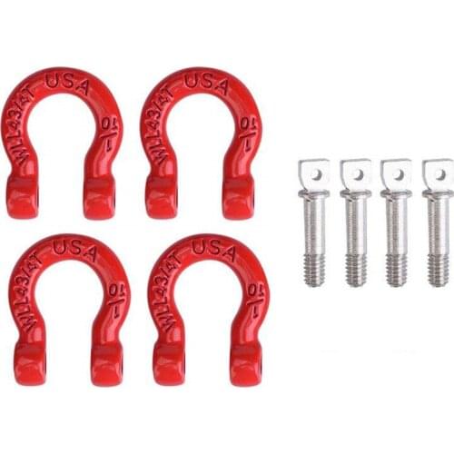 4Pcs Red Metal Bumper D-Ring Tow Hook for 1/10 RC Crawler Car Traxxas TRX-4 Axial SCX10 90046 D90
