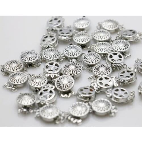 10PCS 12*4.6mm 3row Clasp Wholesale Snap Button Metal Accessory Silver-plate For Necklace Bracelet Machining Part Jewelry Making