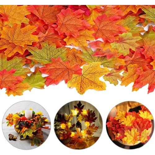 50/100pcs Artificial Maple Leaves Fake Simulation Fall Leaves for Autumn Decoration Thanksgiving Party DIY Decor Halloween Leave