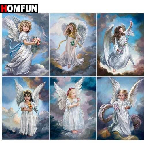HOMFUN Diamond Painting Cross Stitch "Angel girl cloud" 5D DIY Diamond Embroidery Full Square/round Rhinestone Of Picture