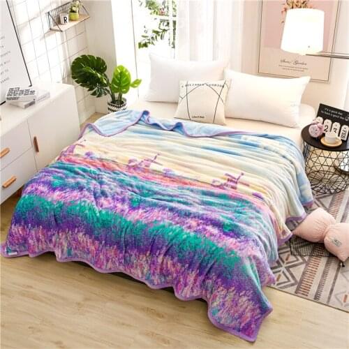 Lavender blankets quilts twin full queen woman blankets flowers soft Throw Flannel blankets on Bed/car/sofa kids girls blankets