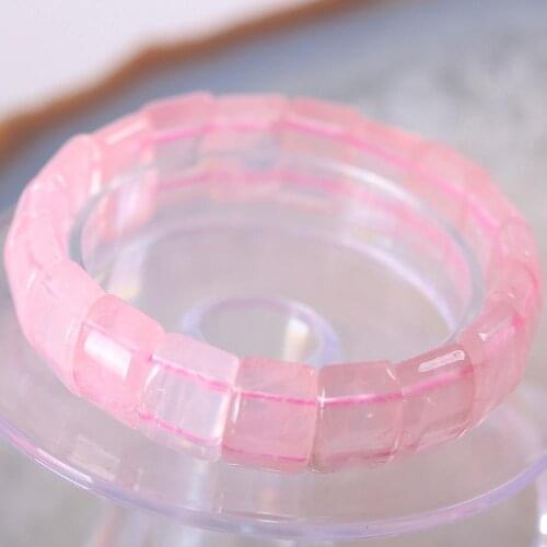 Bangle Natural Stone Gem Pink Crystal Bead Stretch Bracelet for Women Girls Jewelry Gift 8"1Pcs H012