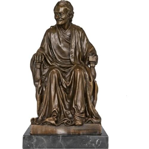 Voltaire Statue Bronze French Famous Litterateur Sculpture Collectible Figurine Antique Art Decoration