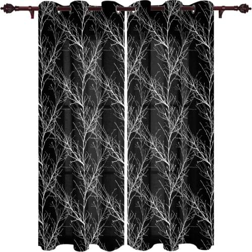 Black Branch Forest Simple Texture Modern Curtains for Living Room Luxury Window Treatments Bedroom Kitchen Curtains Drapes