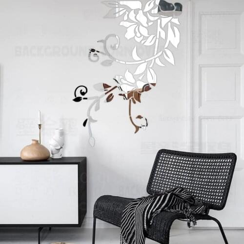 DIY spring nature fresh vivid plant mirror decorative wall sticker for bedroom decor entrance wall decorations living room R049