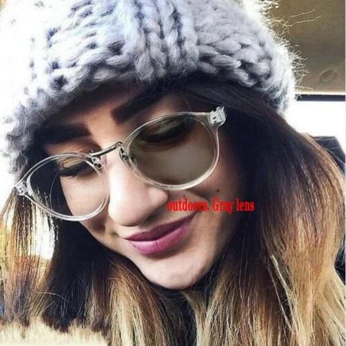Photochromic Finished Myopia Glasses Photosensitive Chameleon Anti-glare Change Color Lens Prescription round Sun Glasses FML