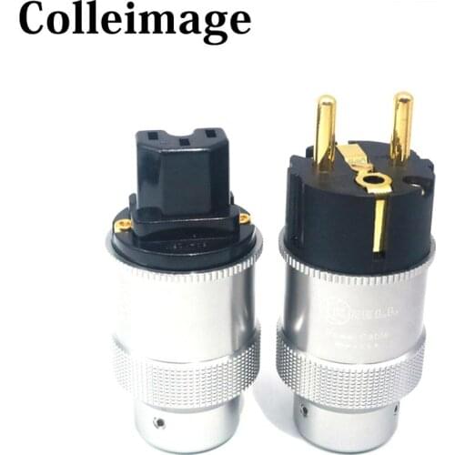 Colleimage Hi-End Krell Gold Plated EU Power Plug IEC Audio Connector HiFi AC Power Cord Plugs For Audiophile DIY Mains Cable