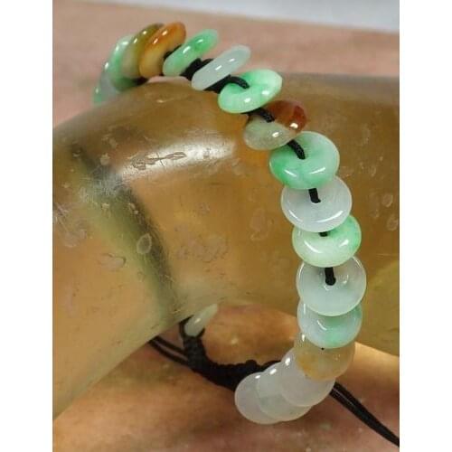 Fine Jewelry 3 Color Natural A JADE Jadeite Beads Bangle Circle Bracelet