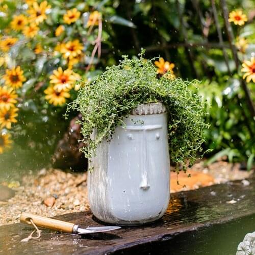 Vintage Ceramic Statue Decoration Creative Flower Pot Terracotta Garden Household Doniczka Ozdobna Plant Accessories ED50FP