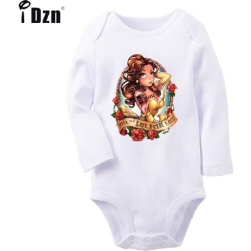 Cartoon Cute Bear the Princess Inspirational Quotes Dont Look Back Printed Newborn Baby Outfits Long Sleeve Jumpsuit 100% Cotton